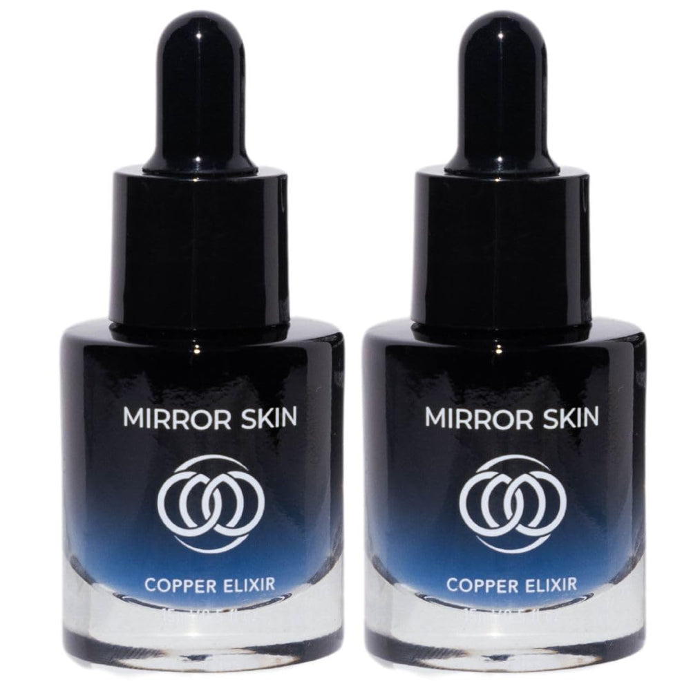 Mirror Skin Copper Peptides Serum bottle pour shows premium texture for daily use