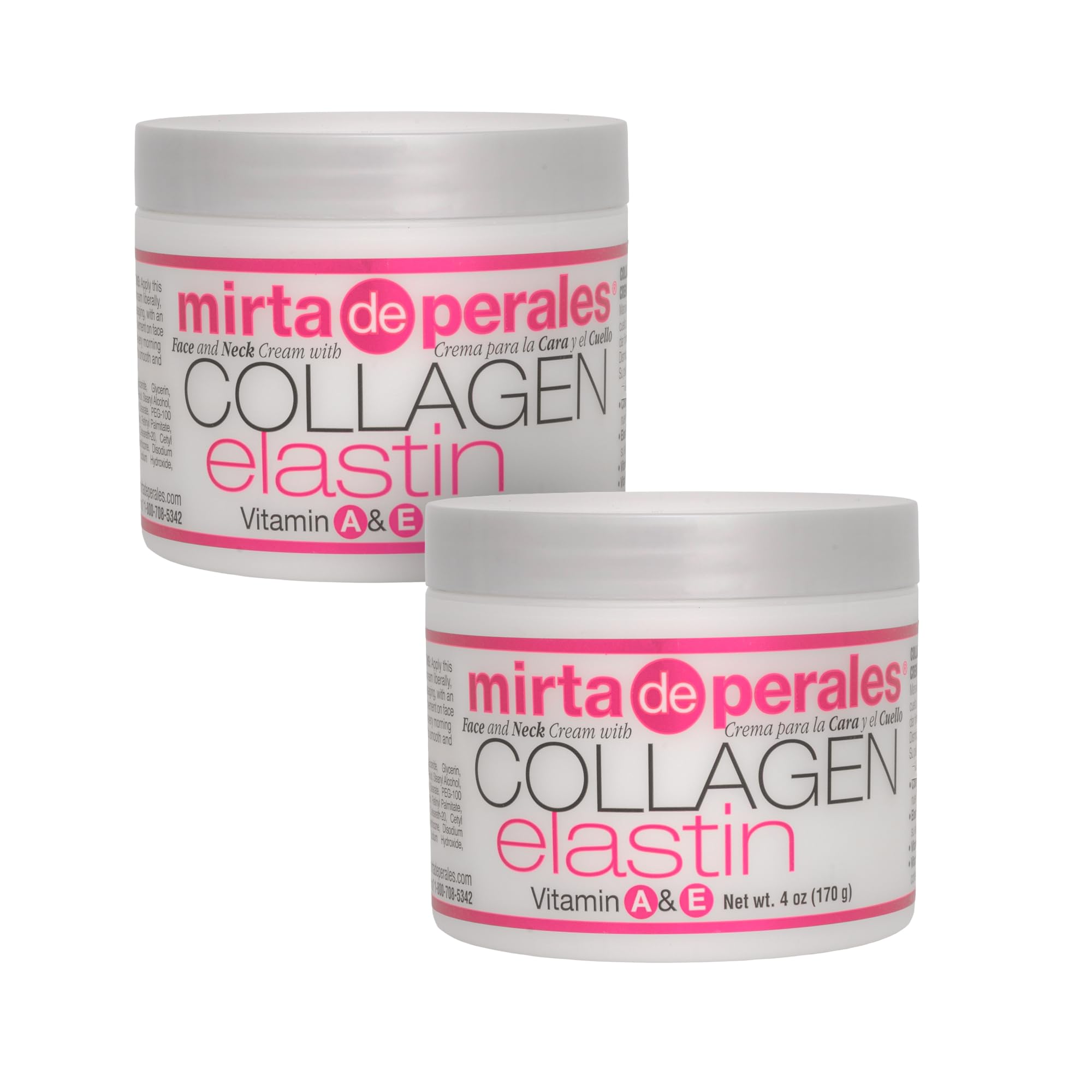 Mirta De Perales Collagen Elastin Cream front view in 2-pack highlighting convenient daily hydration.