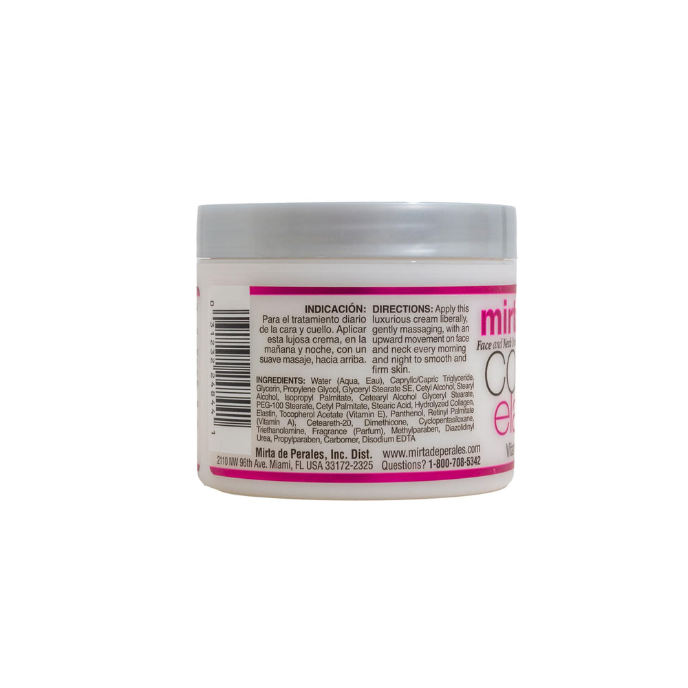 Mirta De Perales Collagen Elastin Cream texture swirl suggesting rich moisture and elasticity.