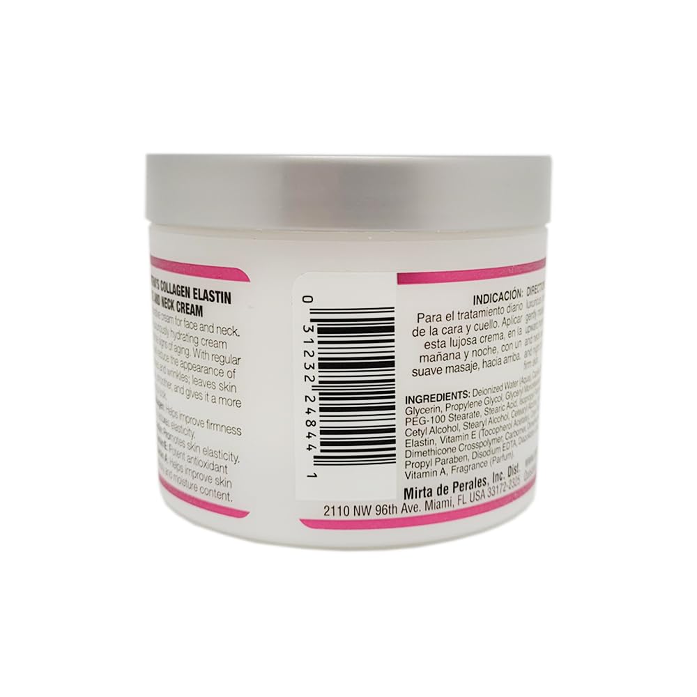 Ingredient panel highlights vitamin A and E in Mirta de Perales Cream.