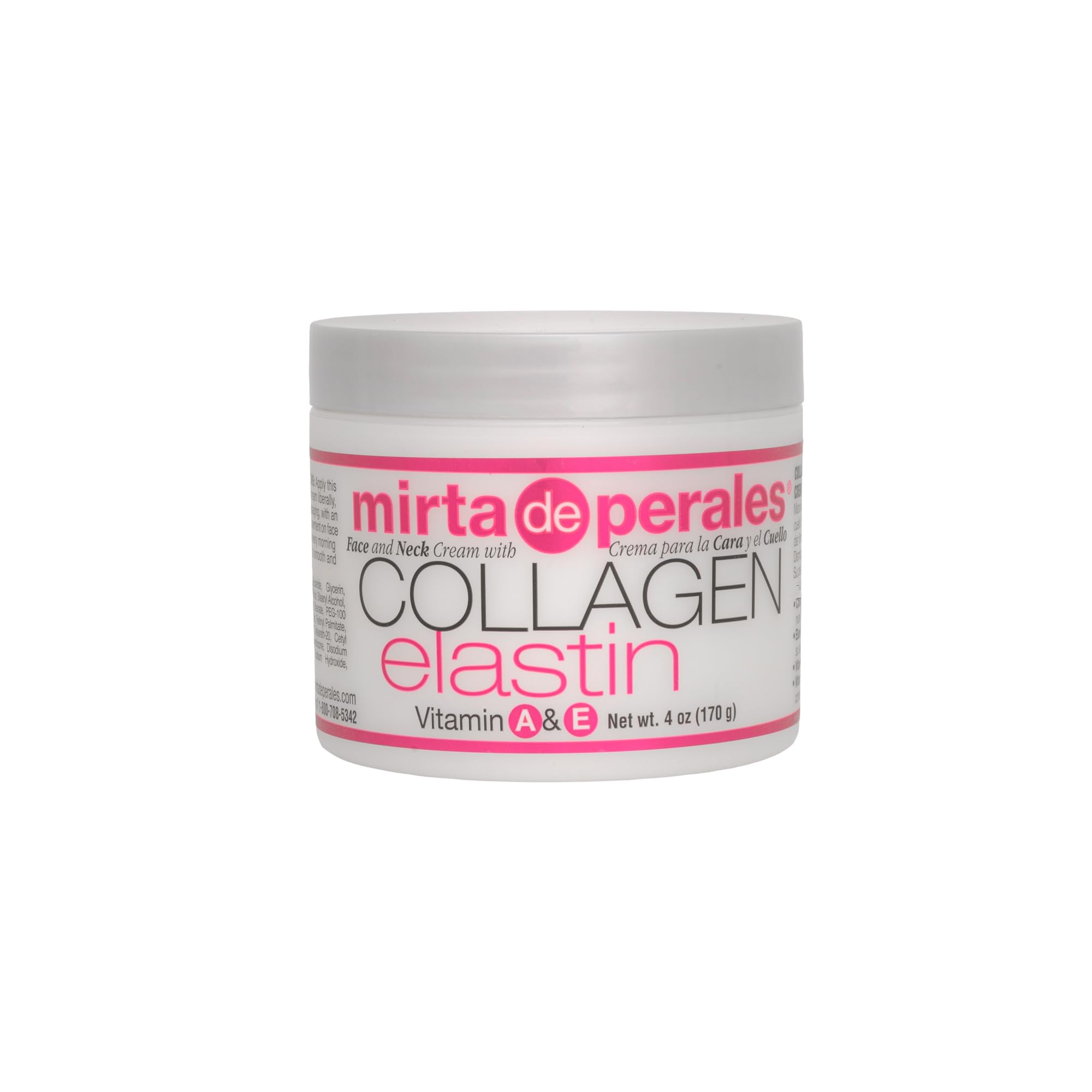 Mirta De Perales collagen elastin face cream jar showing rich hydration texture for daily use