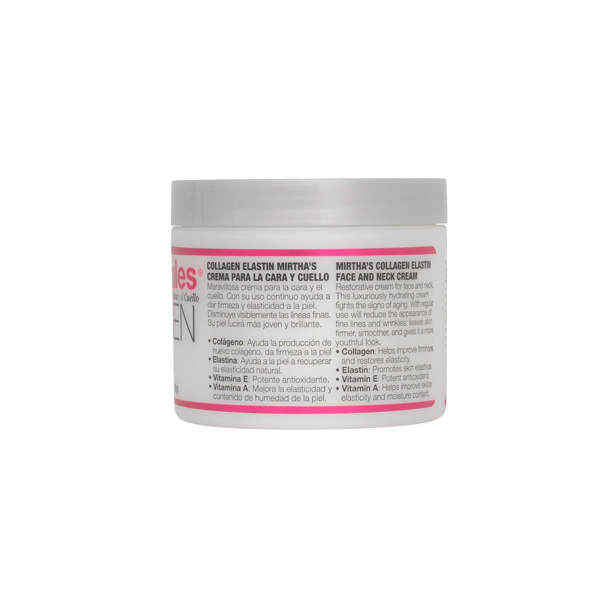 Mirta De Perales collagen elastin neck cream jar highlights firming effect for the neck