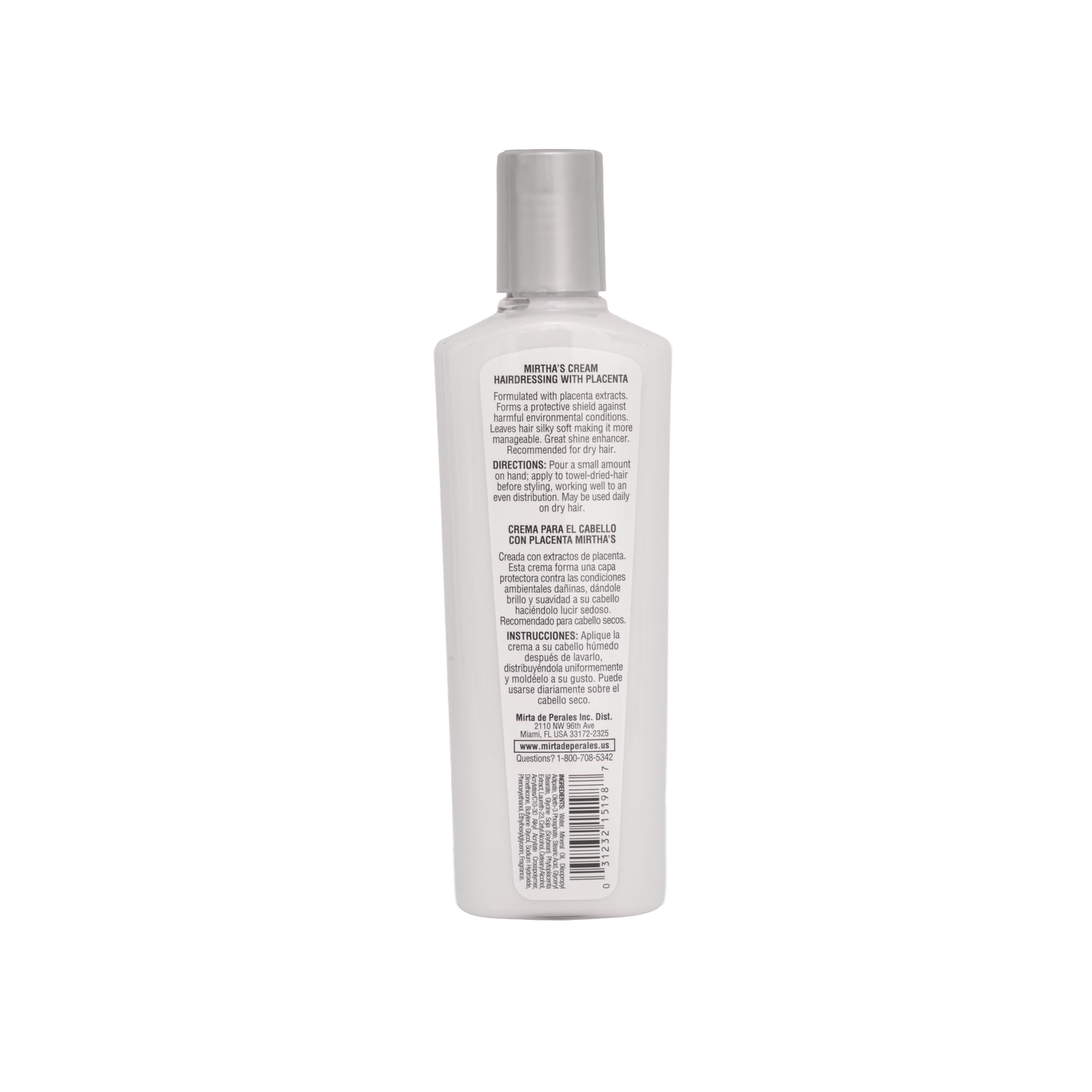 Mirta De Perales cream placenta hair softness shine effect on textured strands.