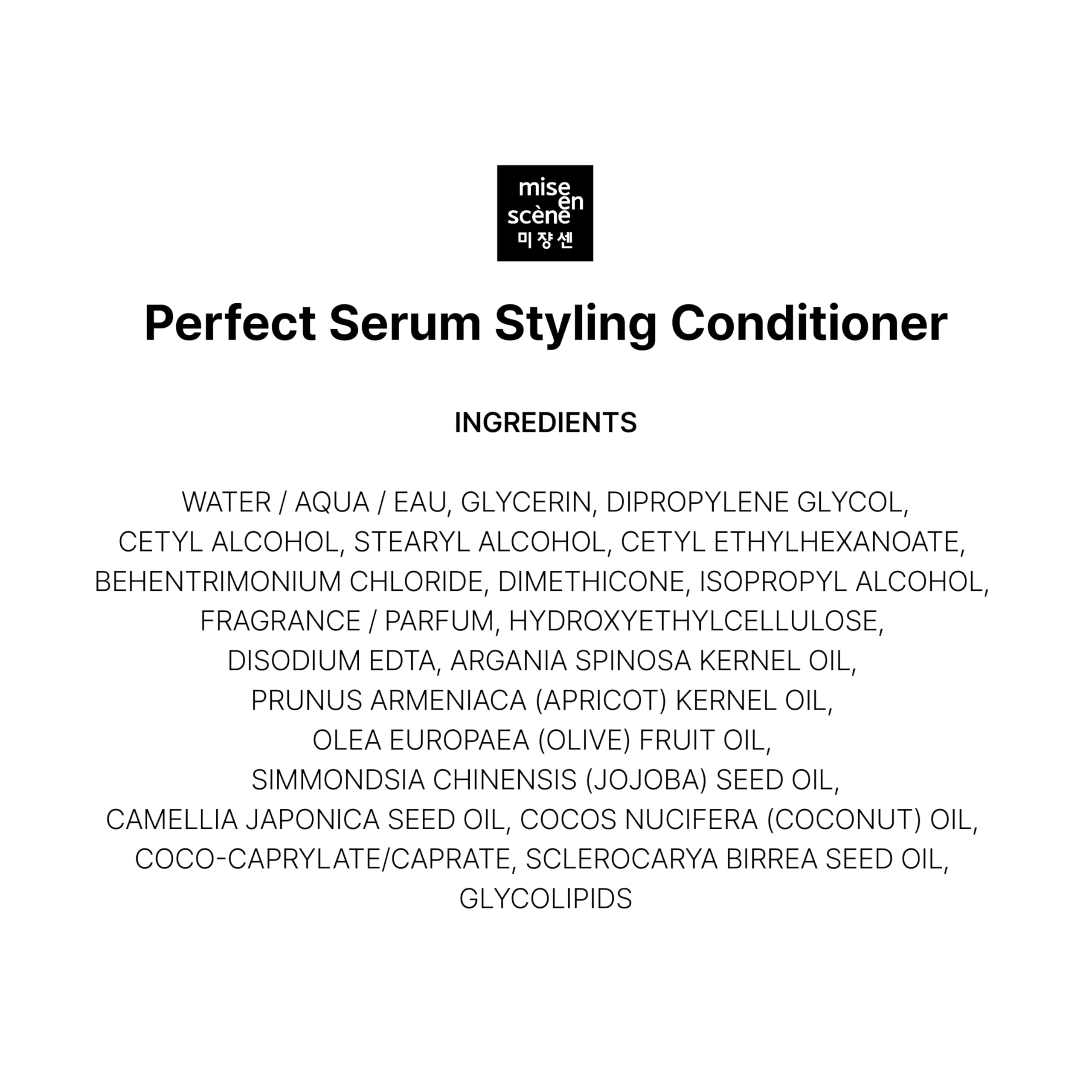 Mise En Scene Perfect Hair Perfume Conditioner lifestyle shot showing easy styling