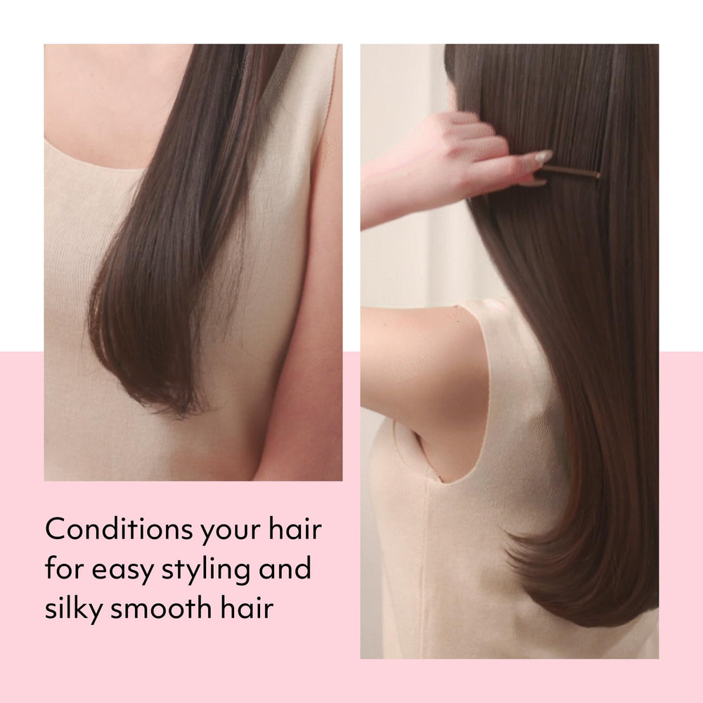 Mise En Scene Perfect Hair Perfume Conditioner on wet hair for detangling ease
