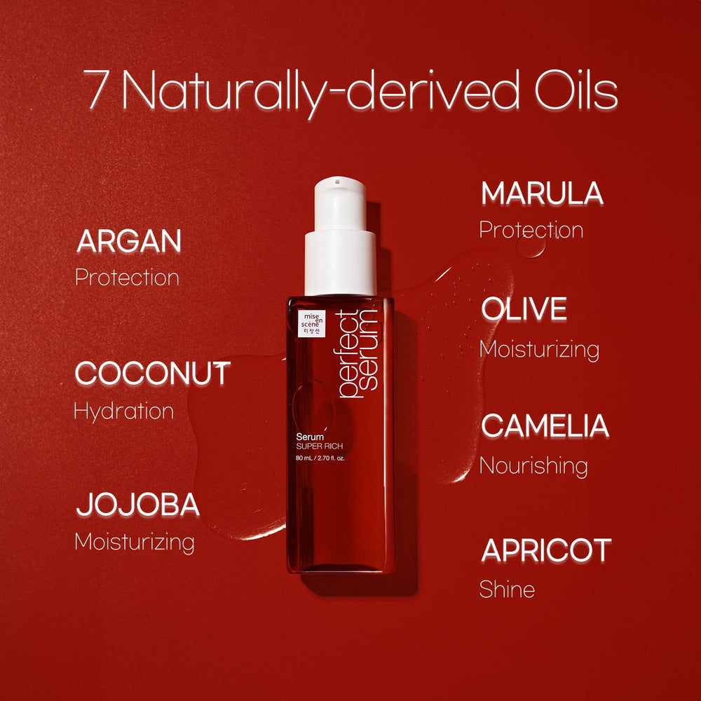 Mise En Scene Perfect Serum application on damp hair demonstrates nourishment