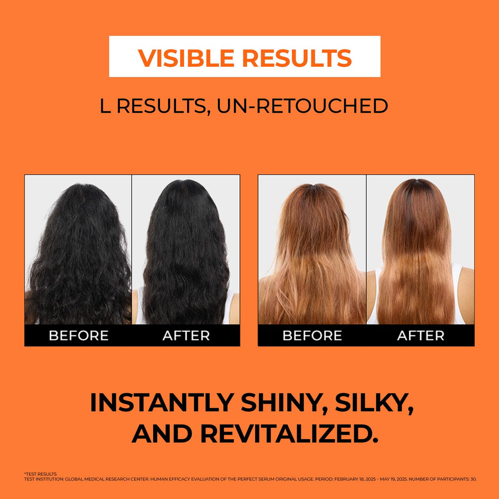 Mise En Scene Perfect Serum Original bottle beside other care products in routine.