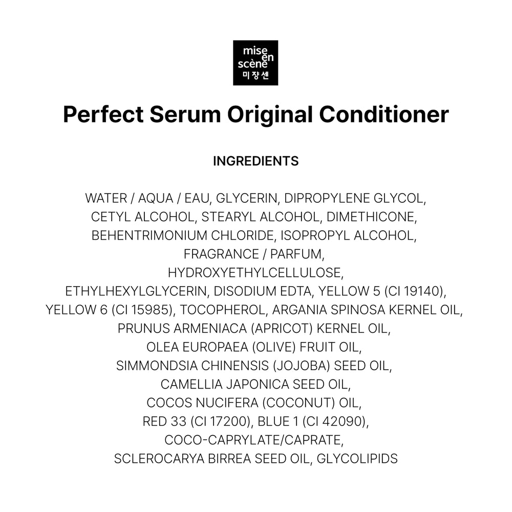 Mise En Scene Perfect Serum Original Conditioner after-wash shine and manageability.