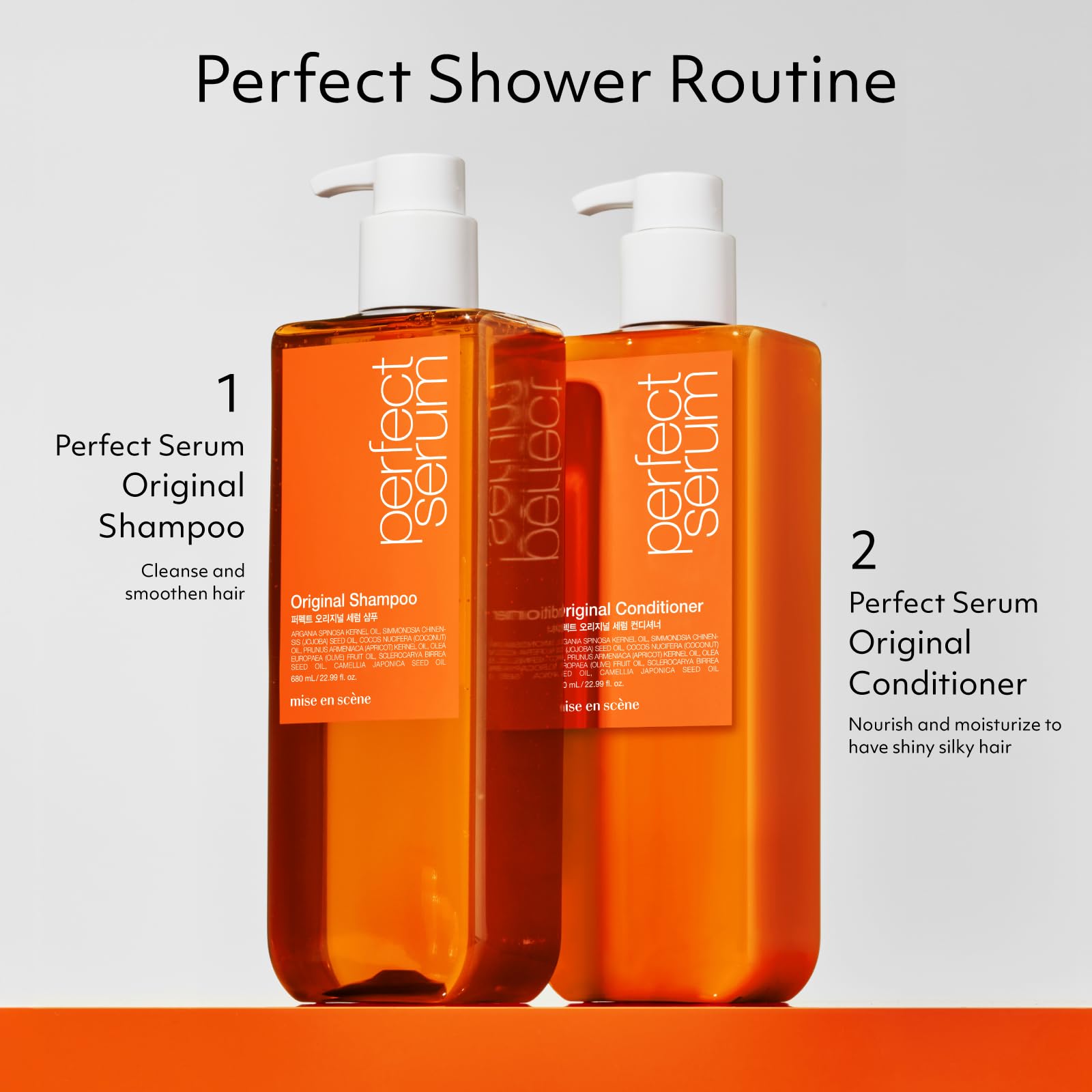 Mise En Scene Perfect Serum Original Conditioner features citrus floral scent.