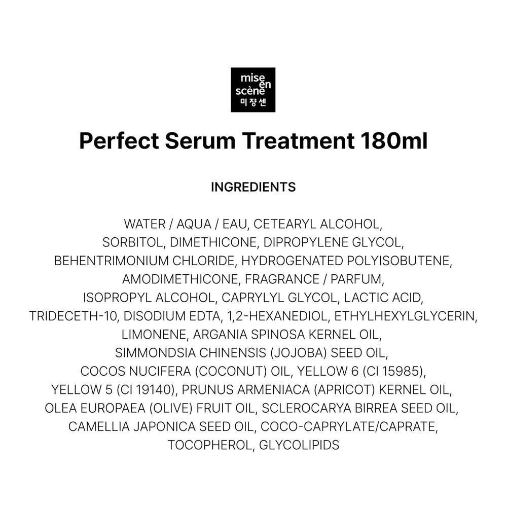 Mise En Scene Perfect Serum Treatment used during shower routine.