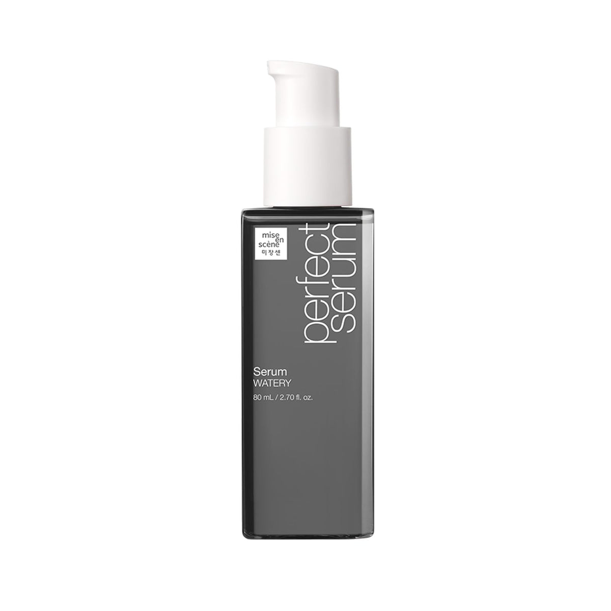 Mise En Scene Perfect Serum Watery bottle close-up for weightless hydration.