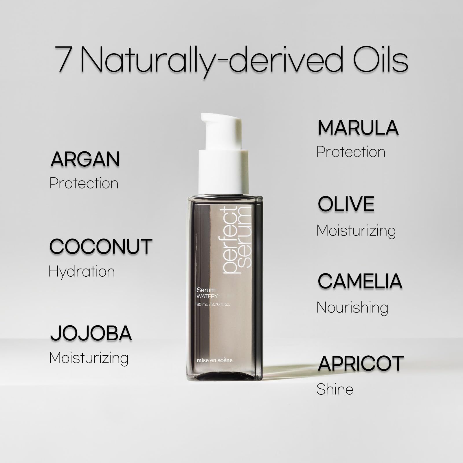 Mise En Scene Perfect Serum Watery bottle on dresser display.