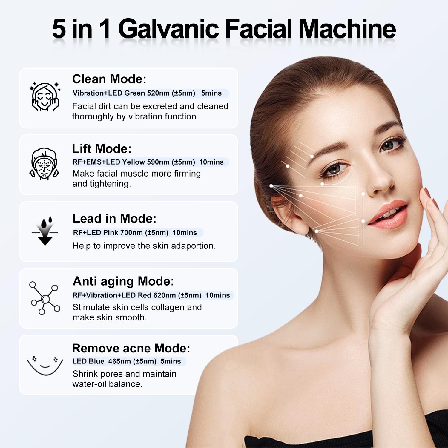 MiSMON handheld skin care device in use for targeted facial massage benefits.