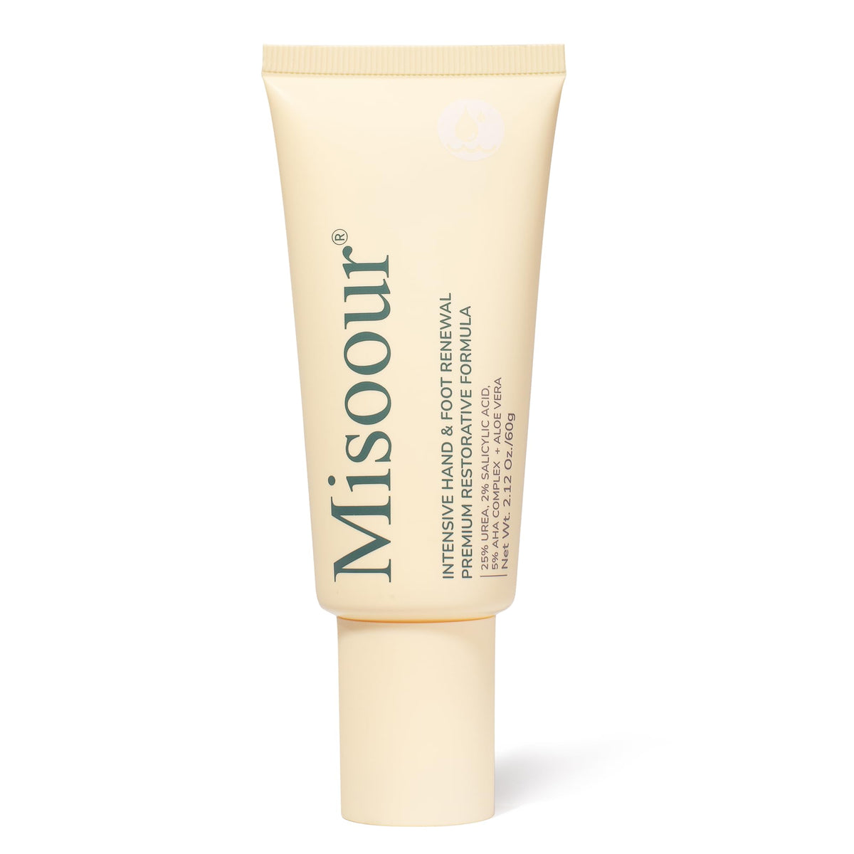 Misoour 25% Urea Cream bottle close-up highlighting deep hydration
