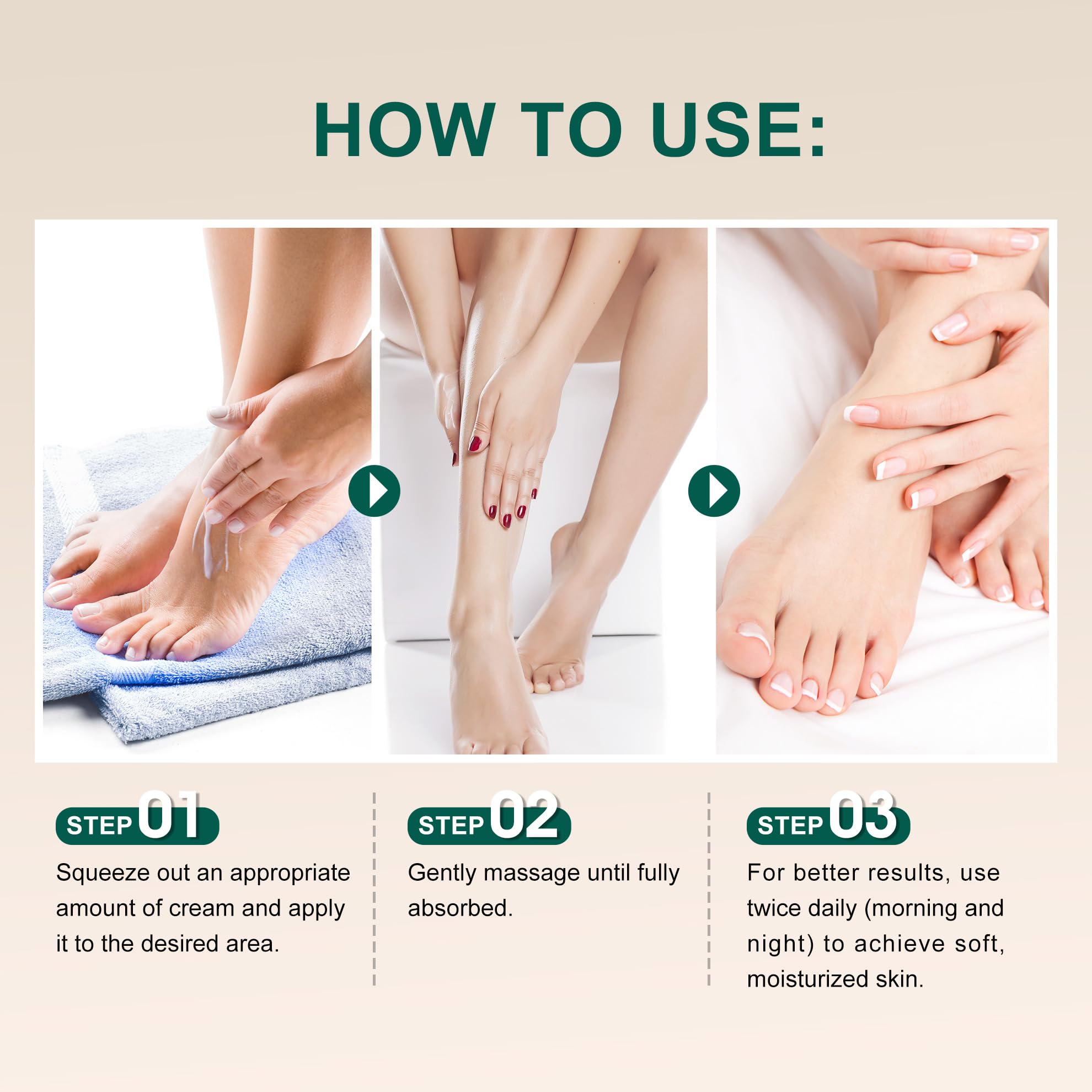 Misoour cream massaged into hands demonstrating quick absorption