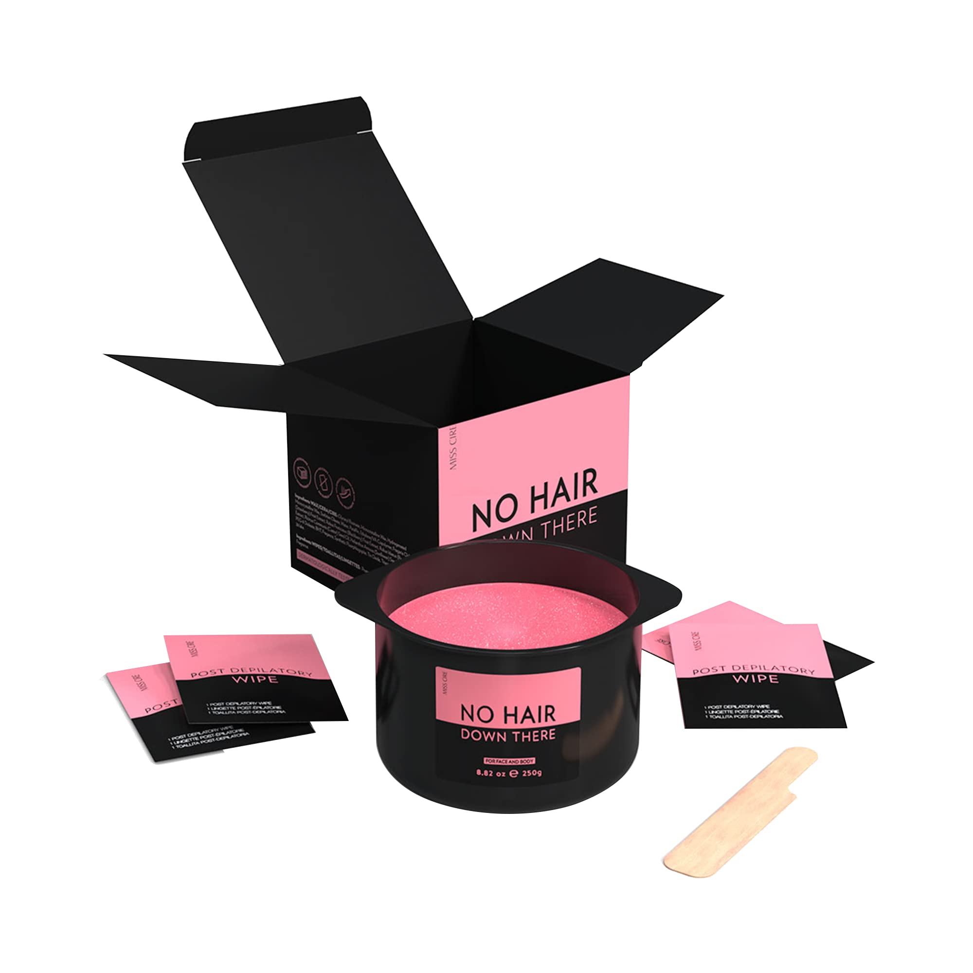 Miss Cire Pink microwavable wax jar ready for quick heating and smooth results