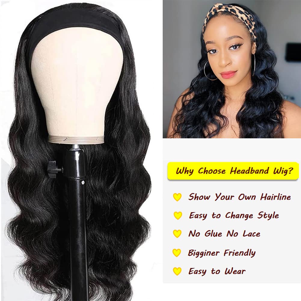 Miss Lee headband wig 18in length on display for versatile styling.