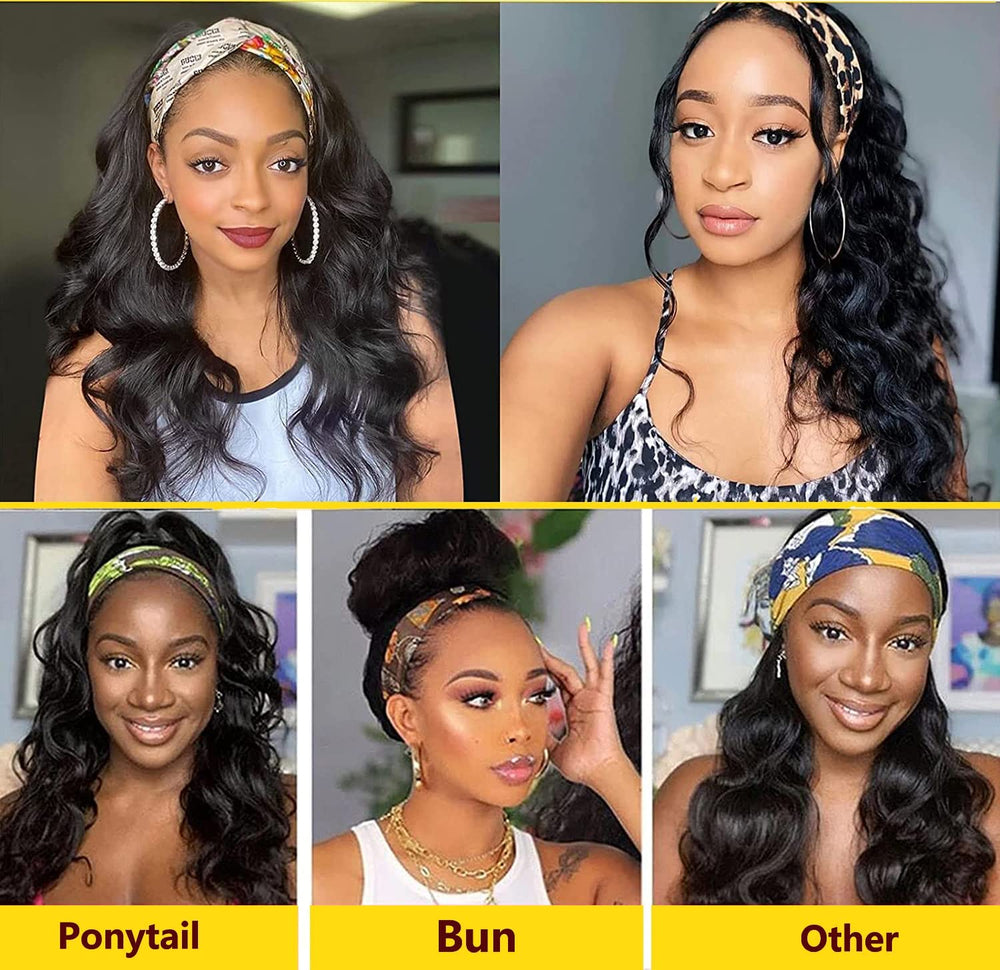 Miss Lee headband wig with no-glue strap detail and natural hairline.