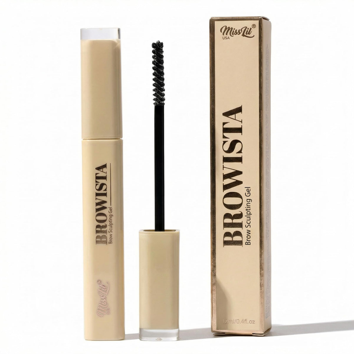 Miss Lil USA Browista Eyebrow Gel bottle provides all-day hold with a lightweight finish.