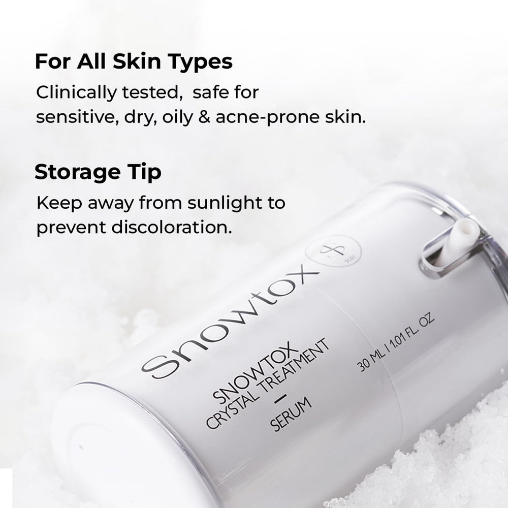 MISS MYER SnowTox serum applying on skin showing smooth texture and glow