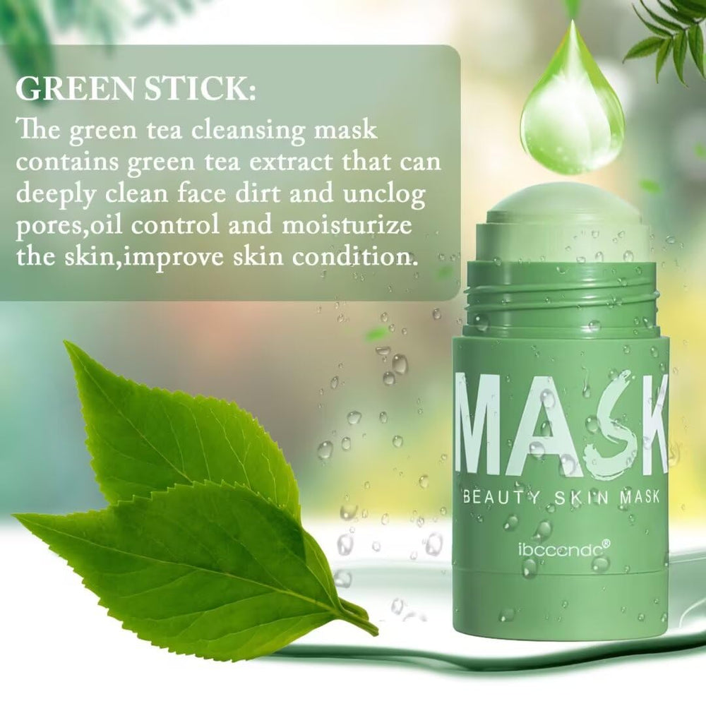 MISS OCEAN Green Tea mask on face during cleansing session.