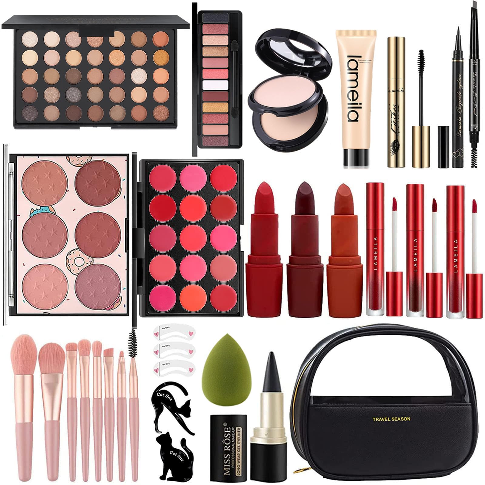 Miss Rose all-in-one makeup kit front view for on-the-go versatility