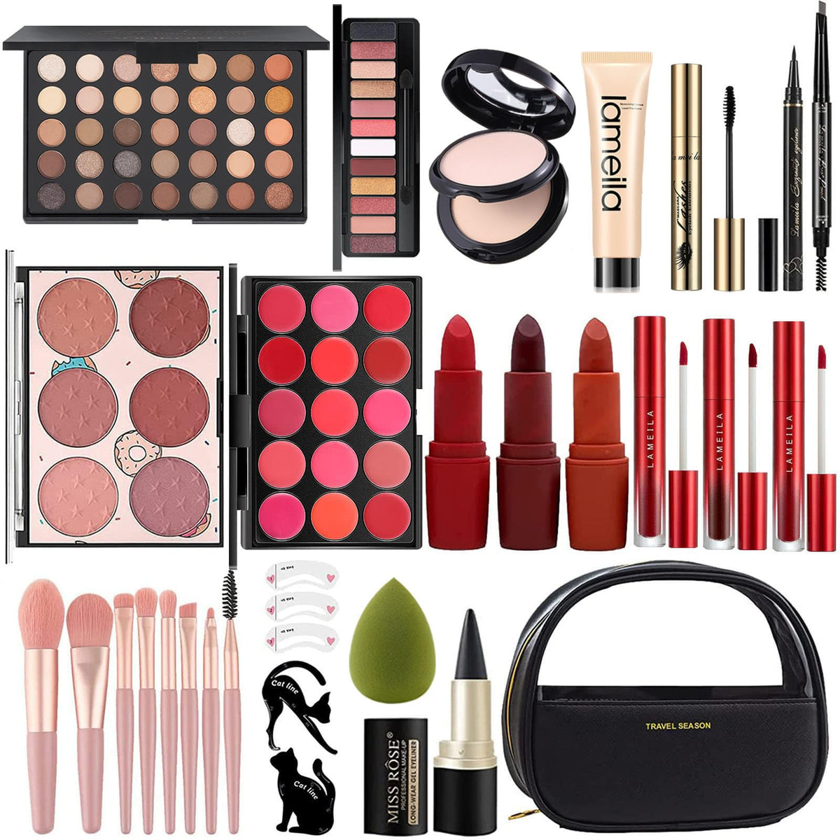 Miss Rose all-in-one makeup kit front view for on-the-go versatility
