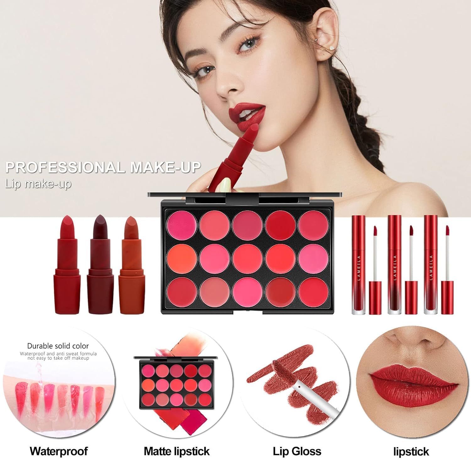 Miss Rose eyeshadow palette with diverse shades for creative looks
