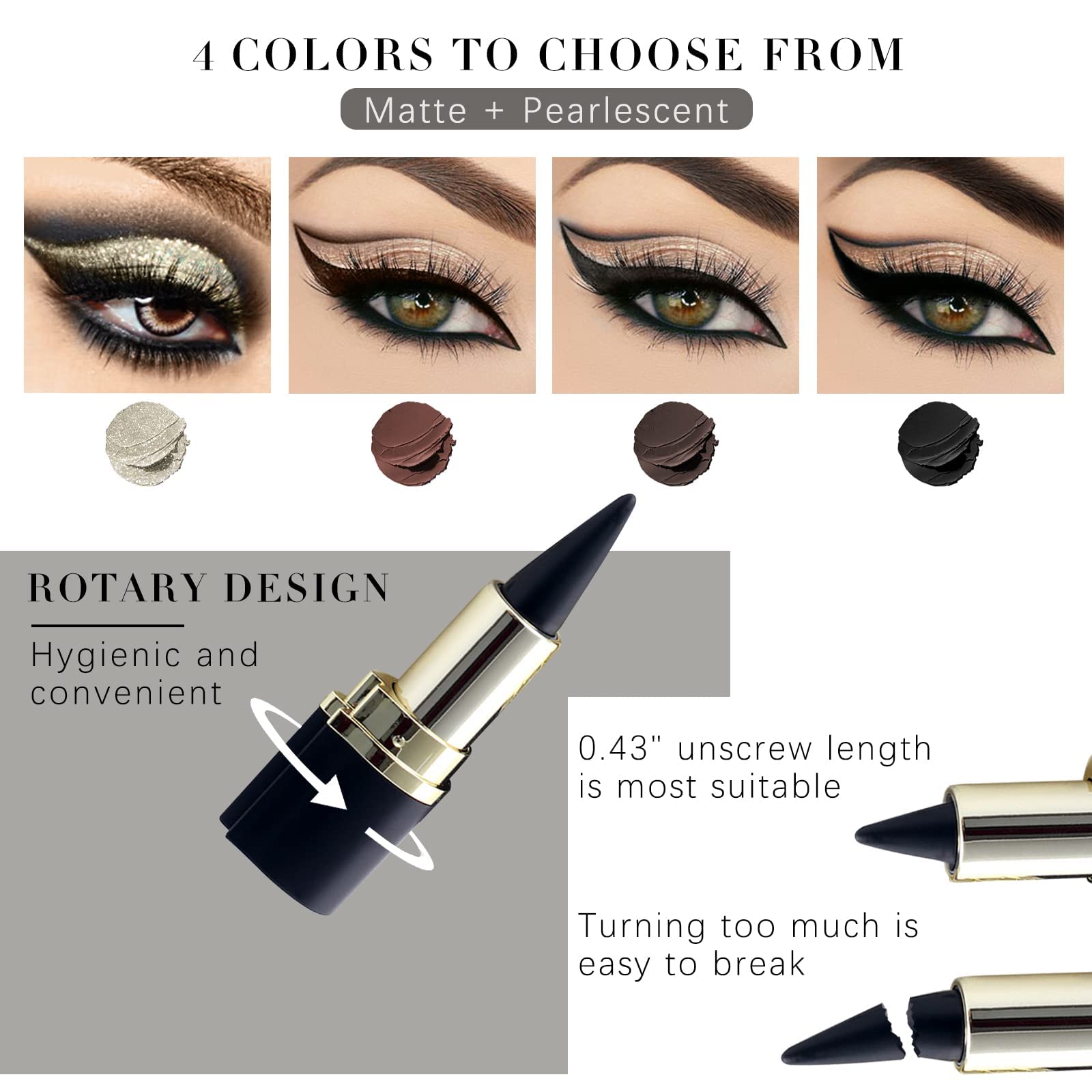 Miss Rose M gel eyeliner pencil tip close-up for precise application.