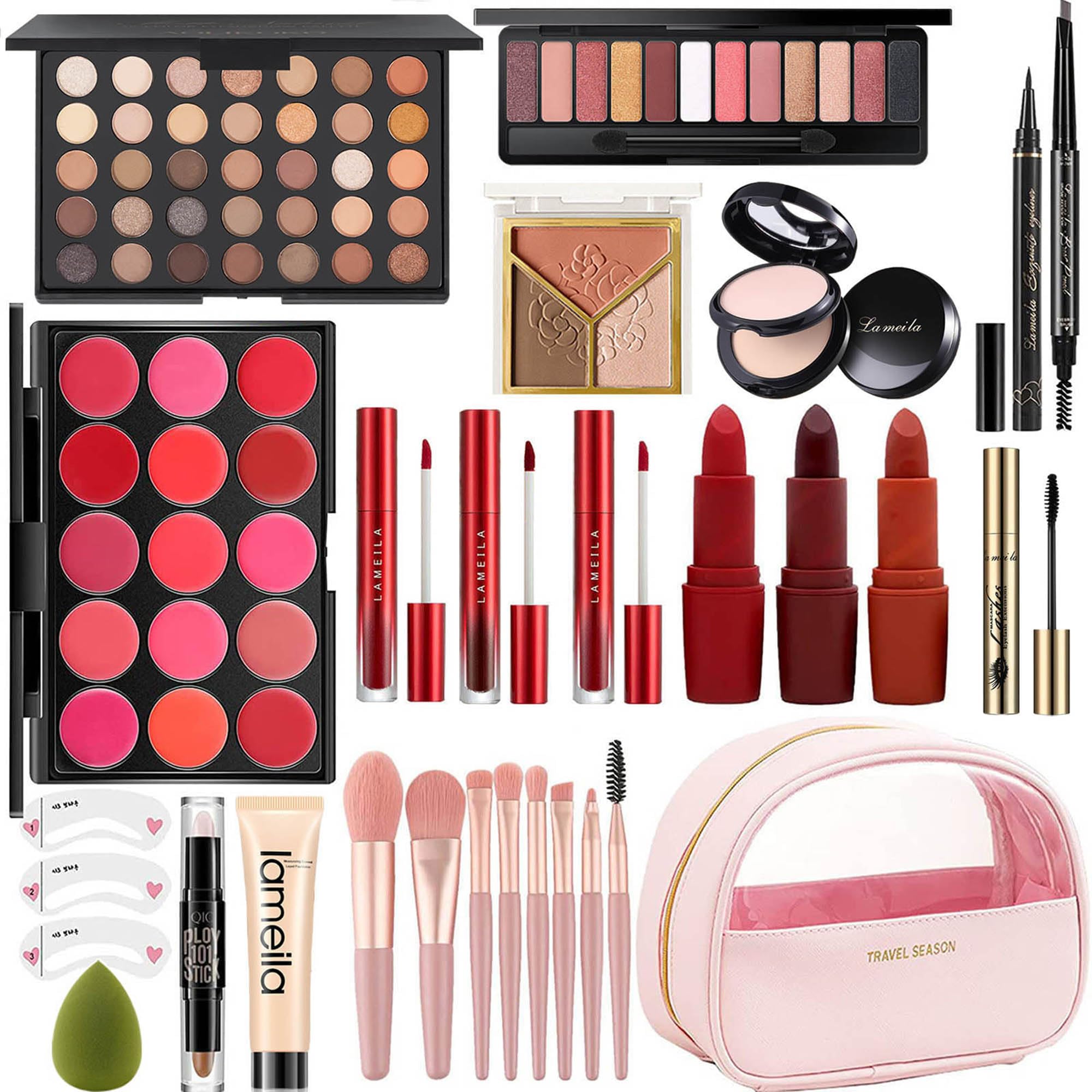 Miss Rose M all-in-one makeup kit with pink case ideal for organized travel makeup