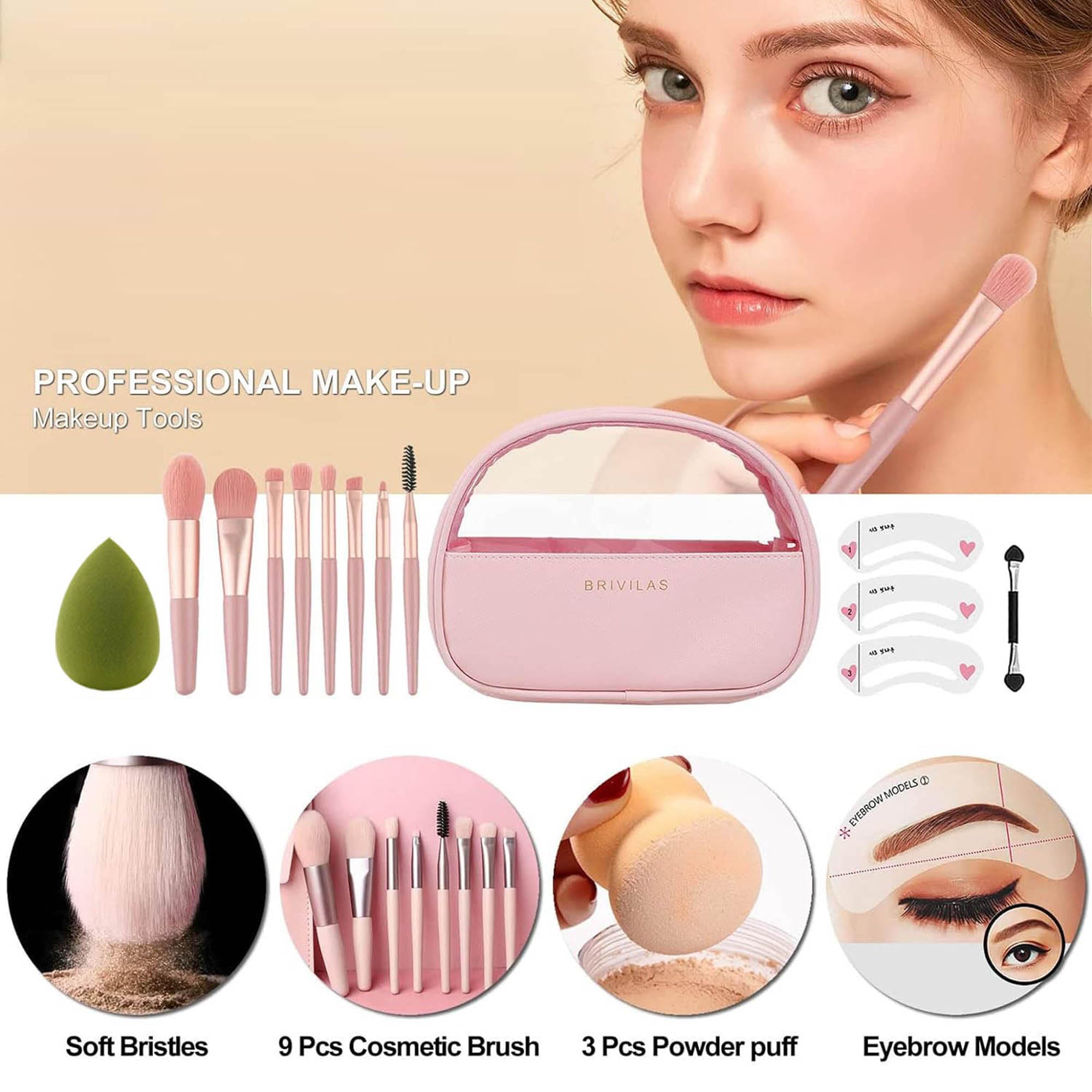 Miss Rose M brush set and bag for easy on the go application