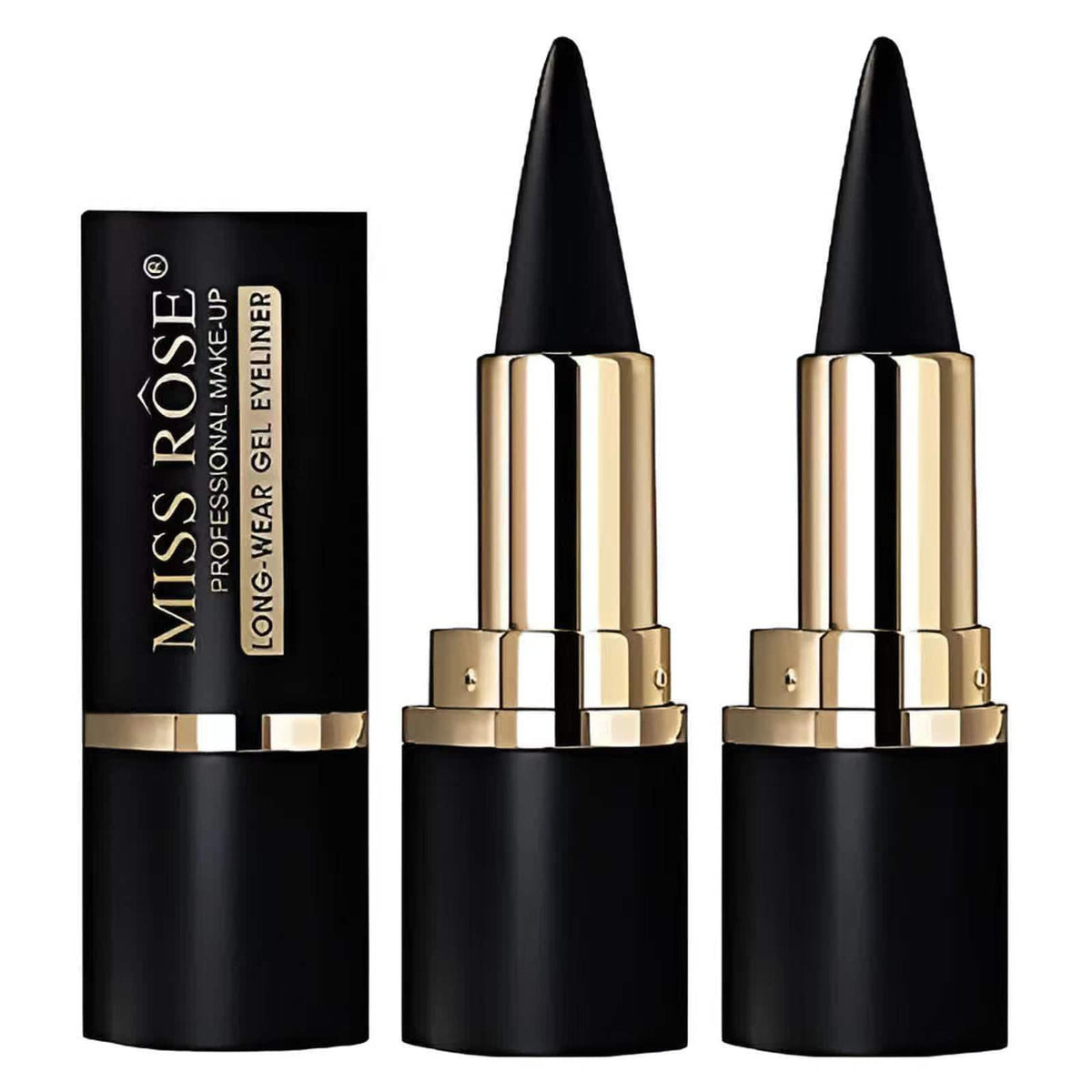 Miss Rose M Gel Eyeliner pack 2 pencils close-up showing smooth black lines for defined eyes