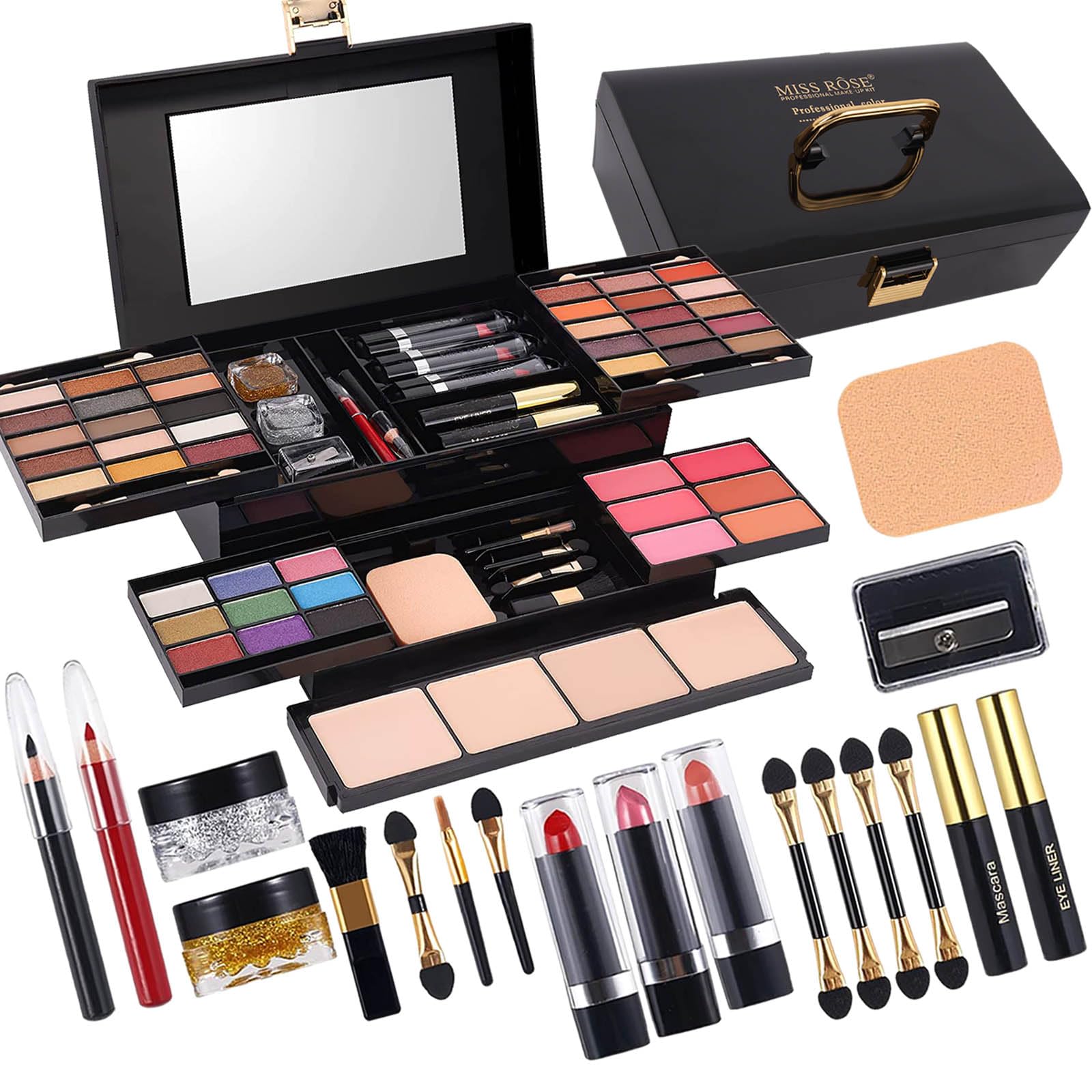 Miss Rose M58 eyeshadow palette offers versatile colors for everyday and evening looks.