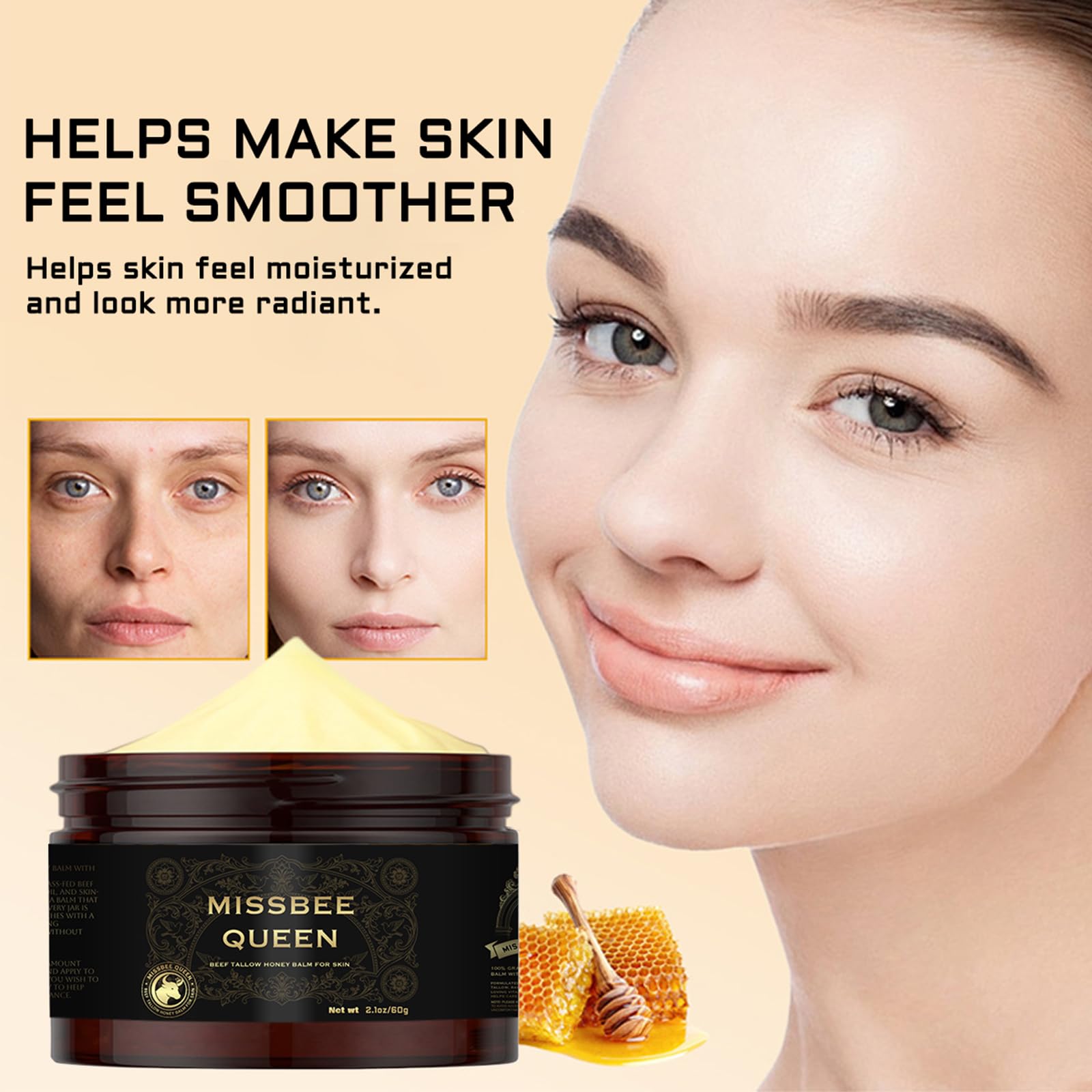 MISSBEE QUEEN anti-aging cream application enhances smooth skin and reduces visible fine lines