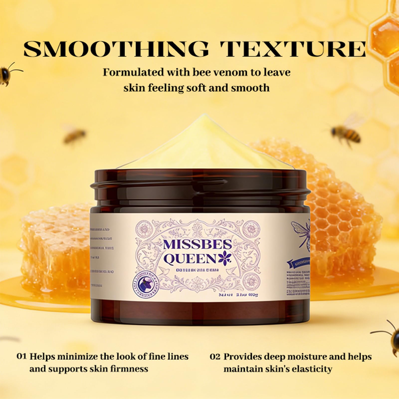 MISSBEE QUEEN bee venom cream absorbs quickly on clean skin