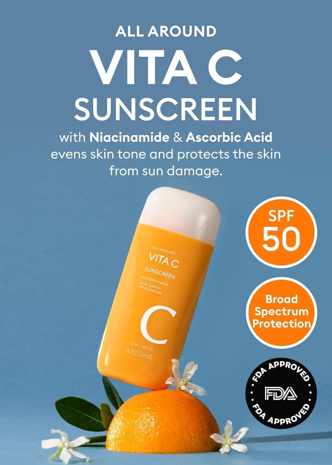 MISSHA Vita C sunscreen texture application demonstrates non-sticky daily use.