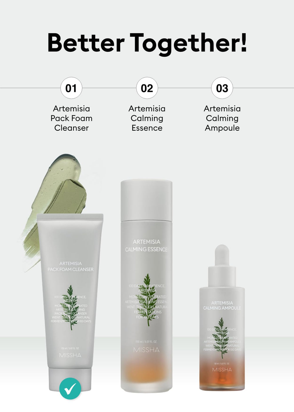 MISSHA Artemisia Pack routine image showing 2-in-1 use.