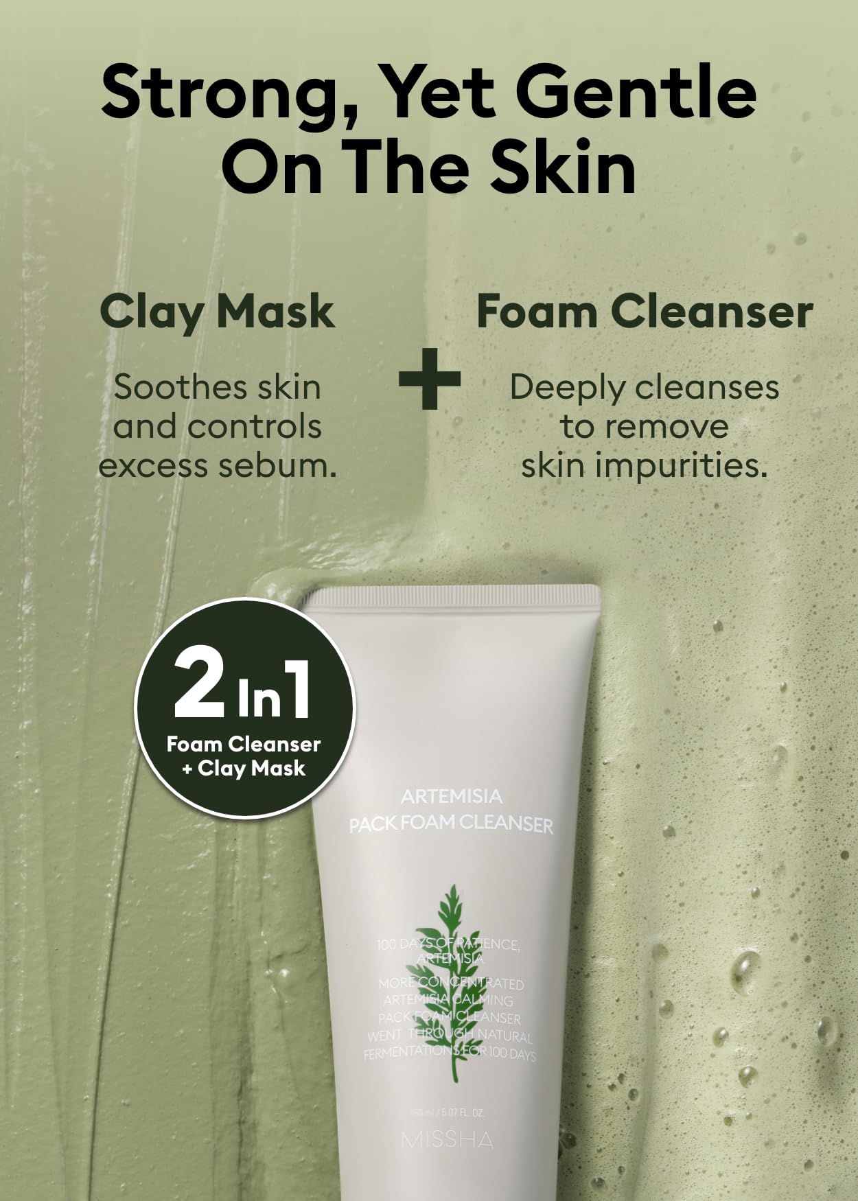Double-fermentation Artemisia extract in MISSHA Pack promotes gentle skincare.