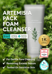 Close-up of MISSHA Artemisia Pack foam for a refreshing cleanse.