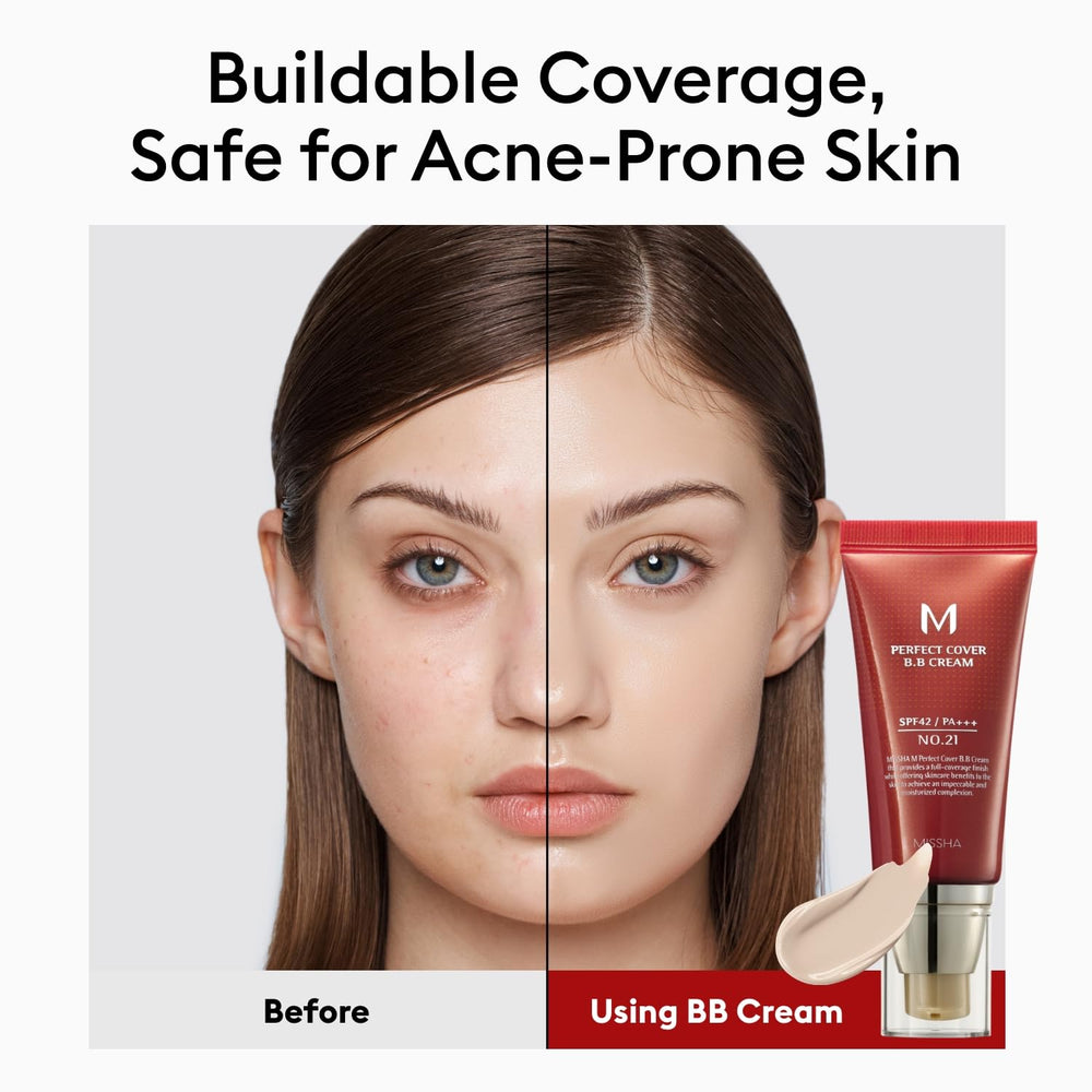 MISSHA BB Cream No.21 in light beige close-up for tone match.