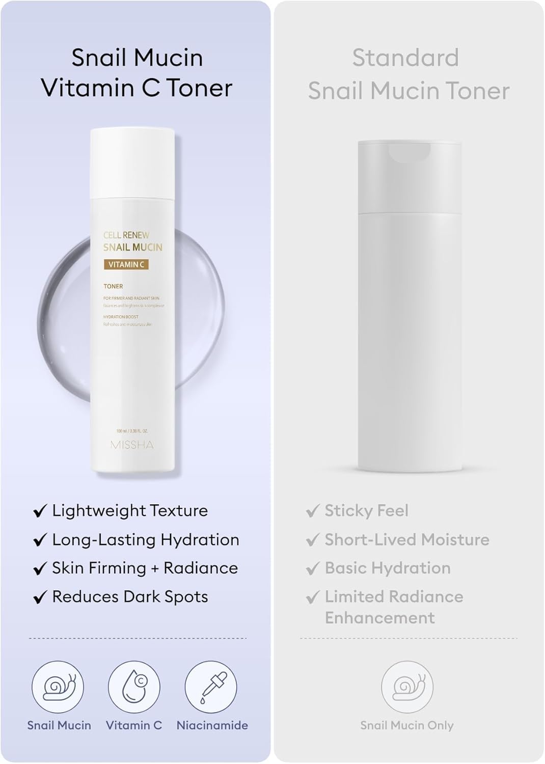MISSHA Cell Renew Snail Mucin Toner packaging box on a clean surface.