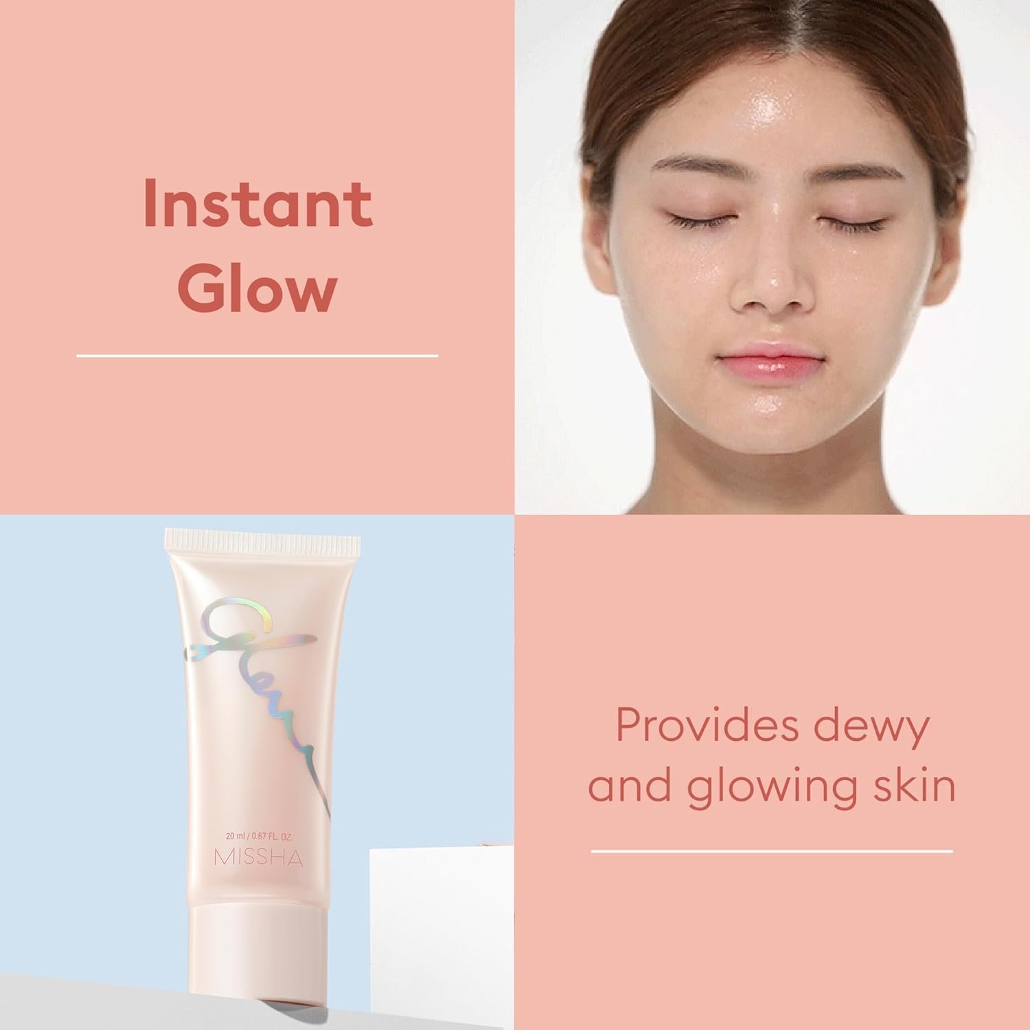 MISSHA Glow Skin Balm glow finish on skin suggests long-lasting radiance