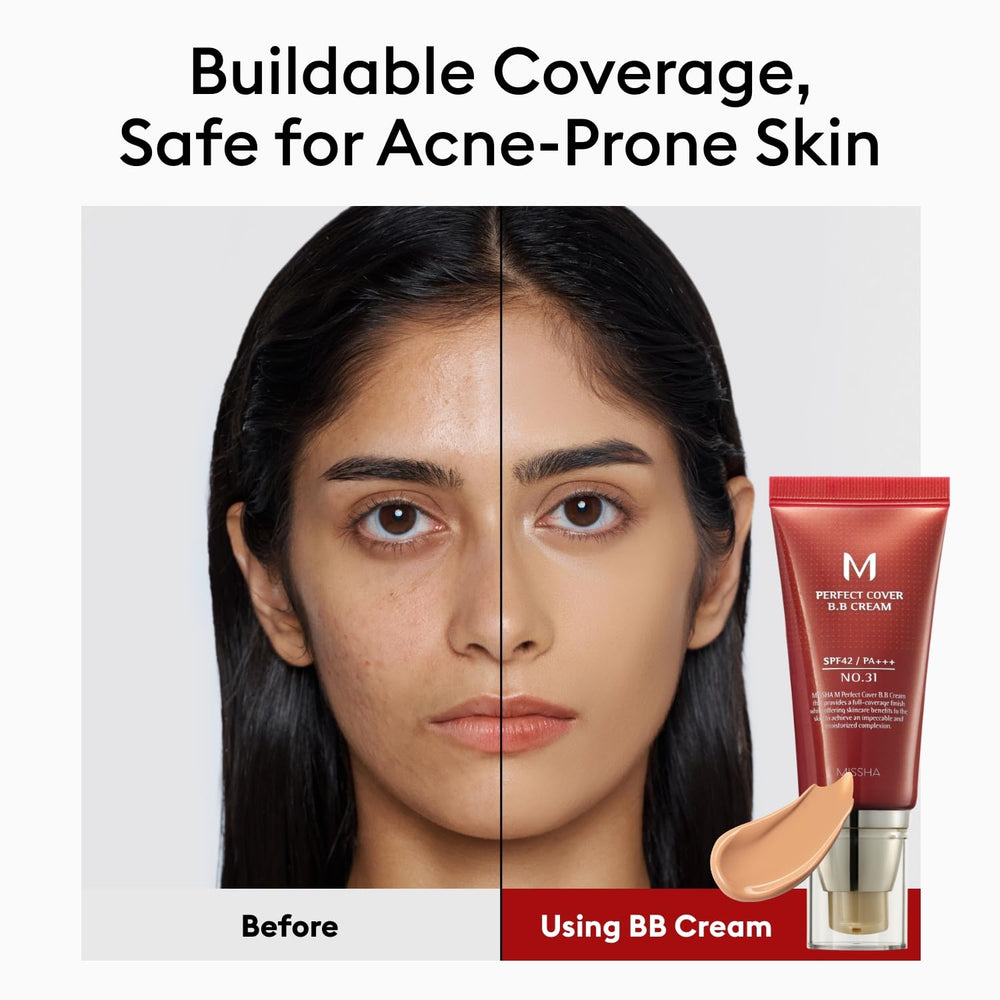 MISSHA M Perfect Cover BB Cream finishes with a lightweight look on skin.