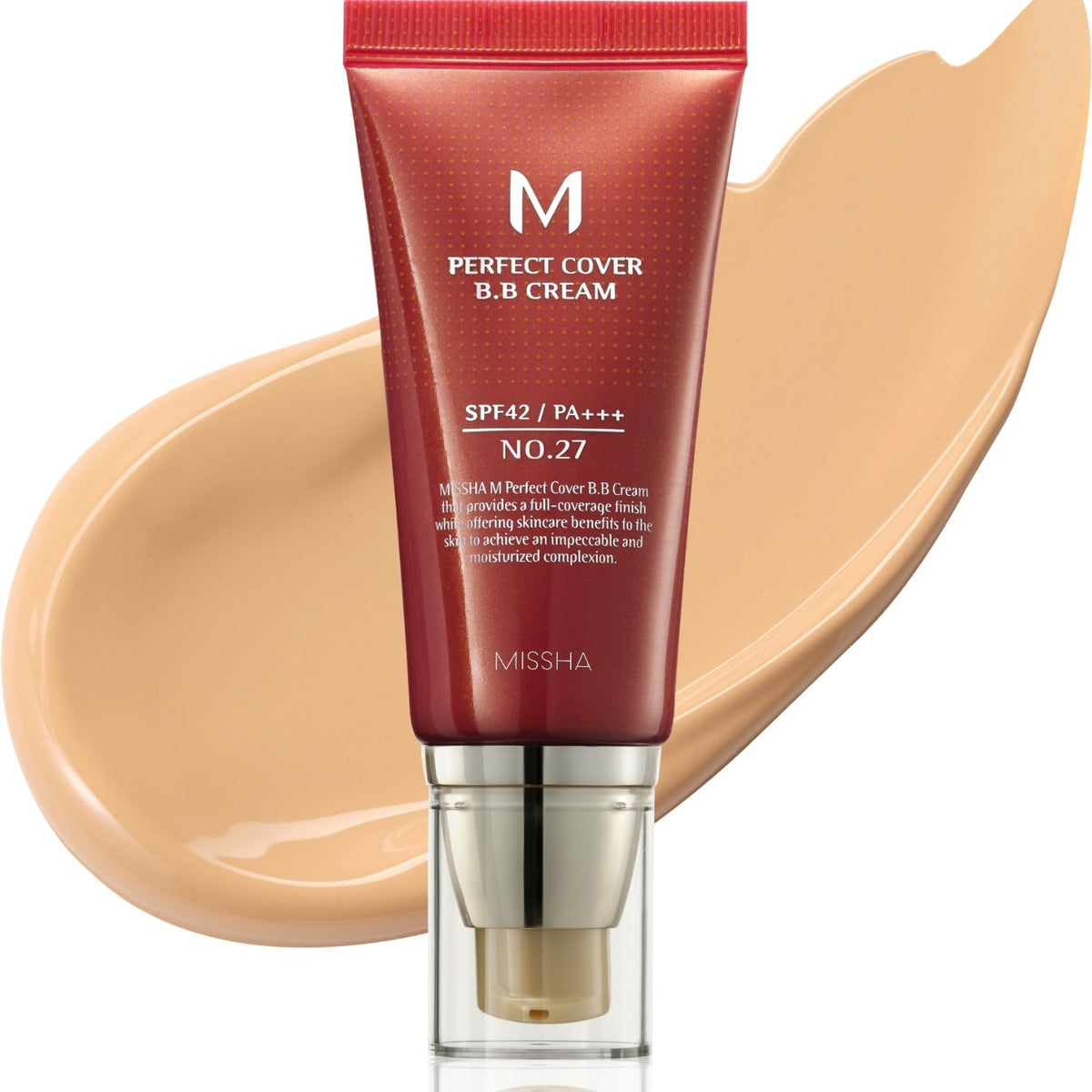 MISSHA M Perfect Cover BB Cream No.27 Honey Beige bottle front for radiant, even skin