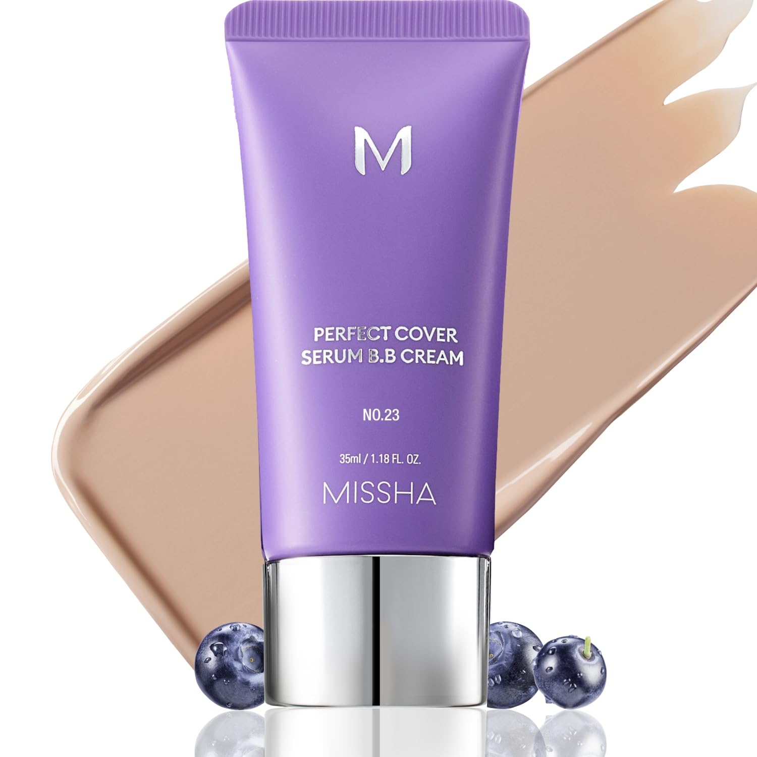 MISSHA M Perfect Cover Serum BB Cream No.23 bottle with pump for easy application.
