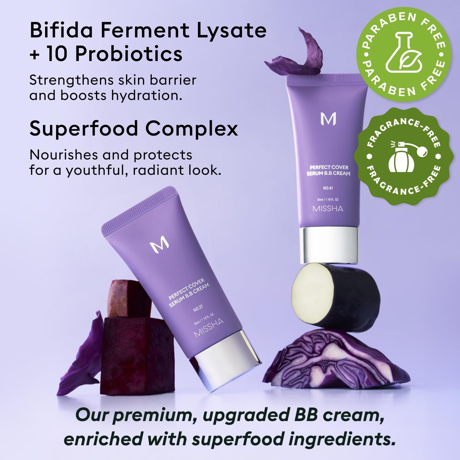 MISSHA M Perfect Cover Serum BB Cream No.25 hydration-rich formula for comfort throughout the day.