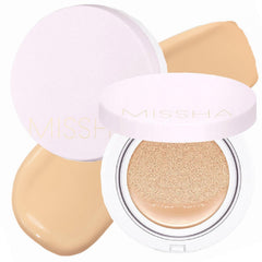 MISSHA Magic Cushion bottle shows dewy, radiant finish for brighter skin.