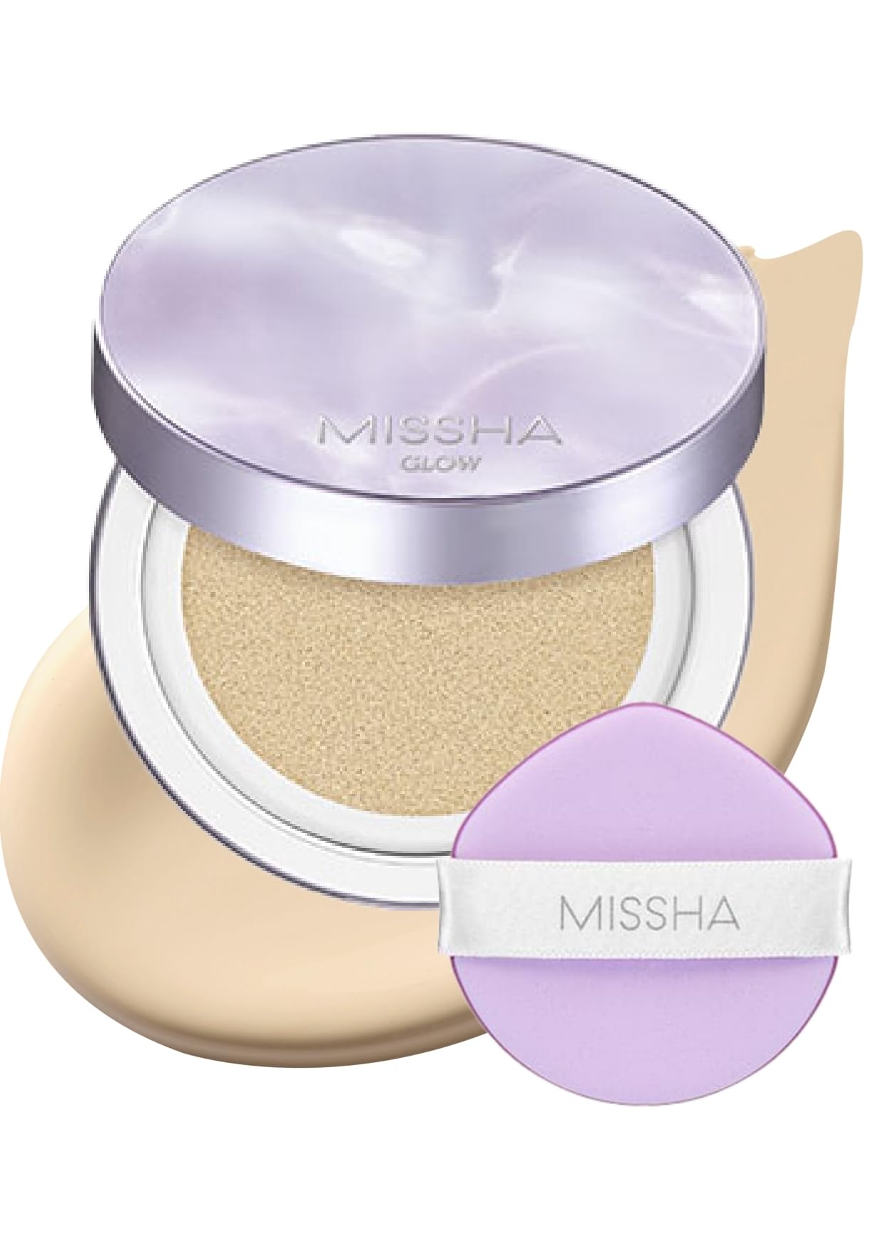 MISSHA Serum Cushion Glow Layering Fit bottle offers buildable coverage for radiant skin.