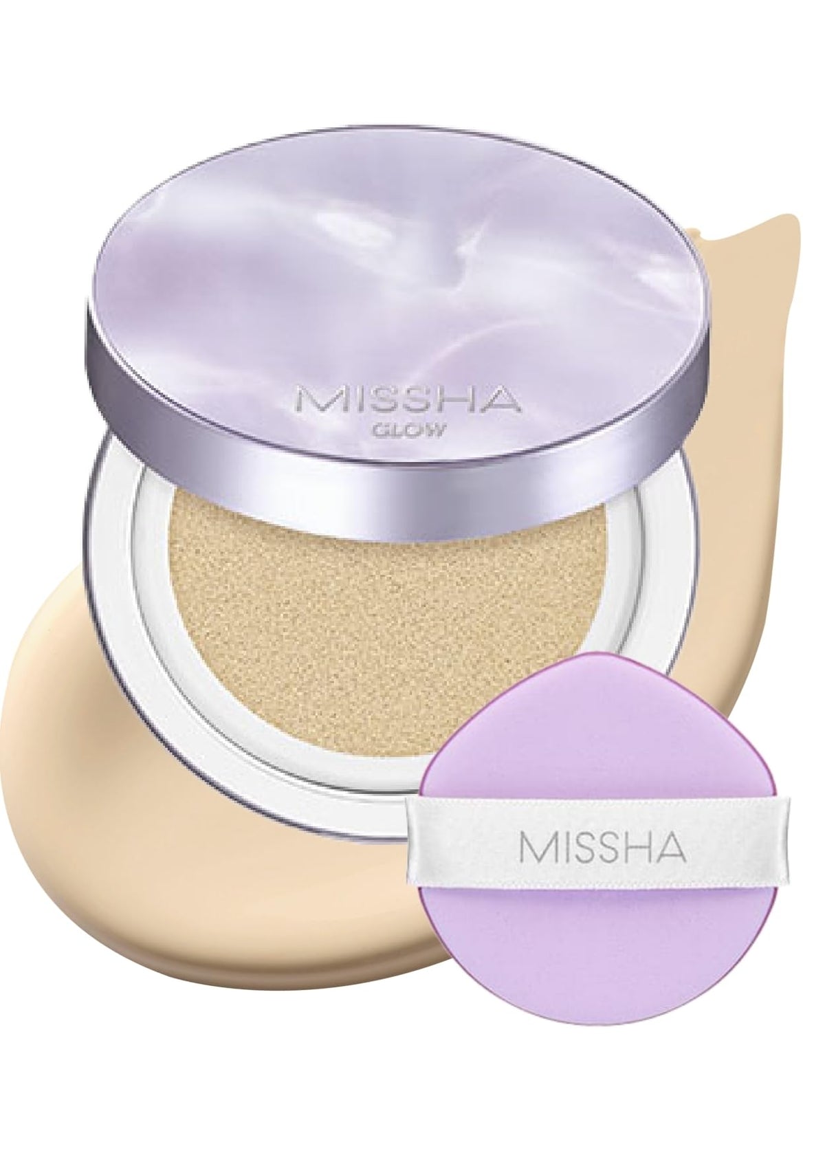 MISSHA Serum Cushion Glow Layering Fit bottle offers buildable coverage for radiant skin.