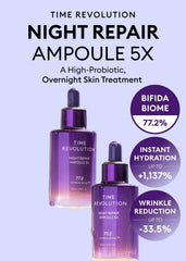 MISSHA Night Repair drop close-up highlights concentrated probiotic formula for skin.